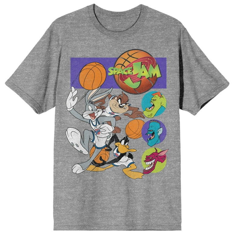 Space Jam 1996 Looney Tunes and Michael Jordan Men s Heather Gray Tee Medium