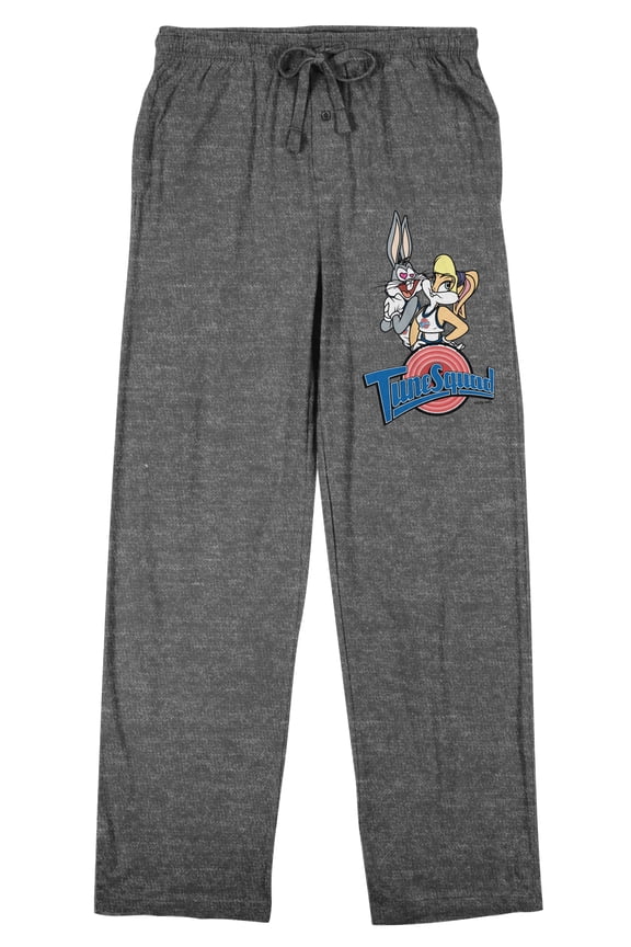 Space Jam (1996) Tune Squad Bugs and Lola Men's Heather Gray Sleep Pants-Large