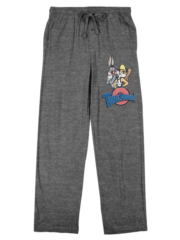 Space Jam (1996) Tune Squad Bugs and Lola Men's Heather Gray Sleep Pants-Large