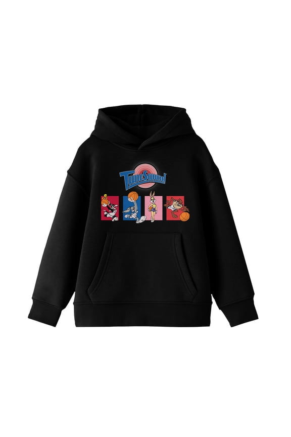 Space Jam 1996 Tune Squad Color Block Characters Youth Boys Black Hoodie-L