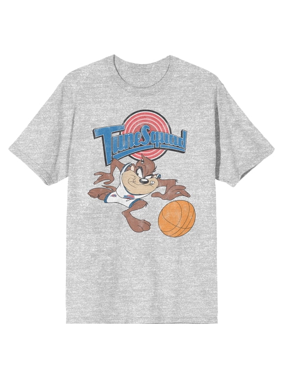 Space Jam 1996 Tune Squad Taz Crew Neck Short Sleeve Athletic Heather Men's T-shirt-3XL