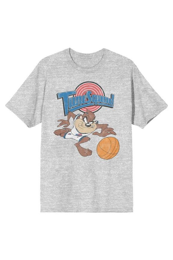 Space Jam 1996 Tune Squad Taz Crew Neck Short Sleeve Athletic Heather Men's T-shirt-3XL