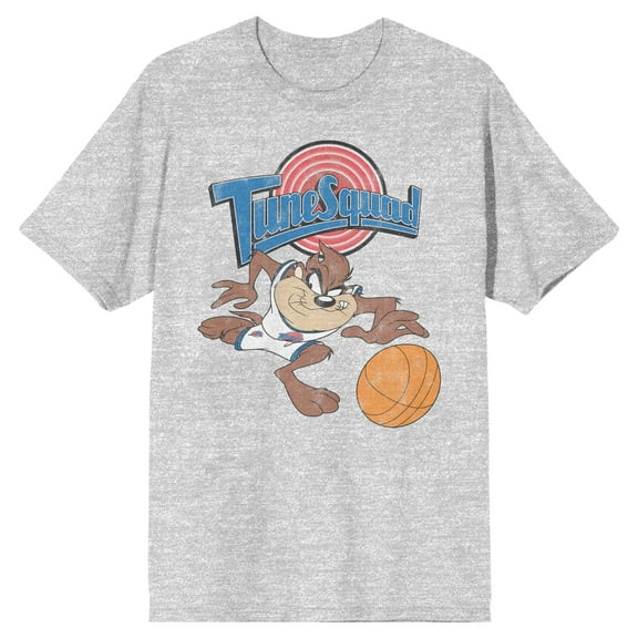 Space Jam 1996 Tune Squad Taz Crew Neck Short Sleeve Athletic Heather Men's T-shirt-XL