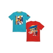 Space Jam 2 Boys Crew Panel & Lebron Pose Graphic T-Shirts 2-Pack, Sizes 4-18