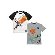 Space Jam 2 Boys Lebron James Slam Dunk & Ball Spin Graphic T-Shirts 2-Pack, Sizes 4-18