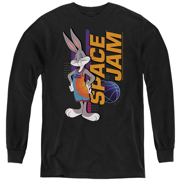 Space Jam 2 Bugs Standing Kids Long Sleeve T Shirt (Medium) for Youth Boys and Girls, Black