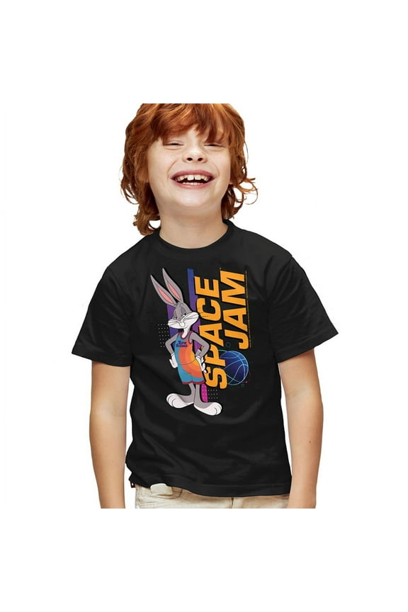 Space Jam 2 Bugs Standing Kids T Shirt (Medium) for Youth Toddler Boys and Girls, Black