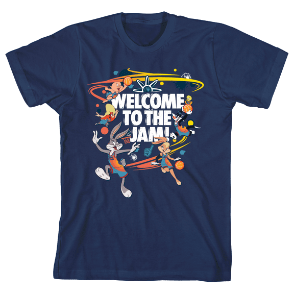 Space Jam 2 Movie Welcome To The Slam Blue Print Youth Boys Graphic T-shirt-L