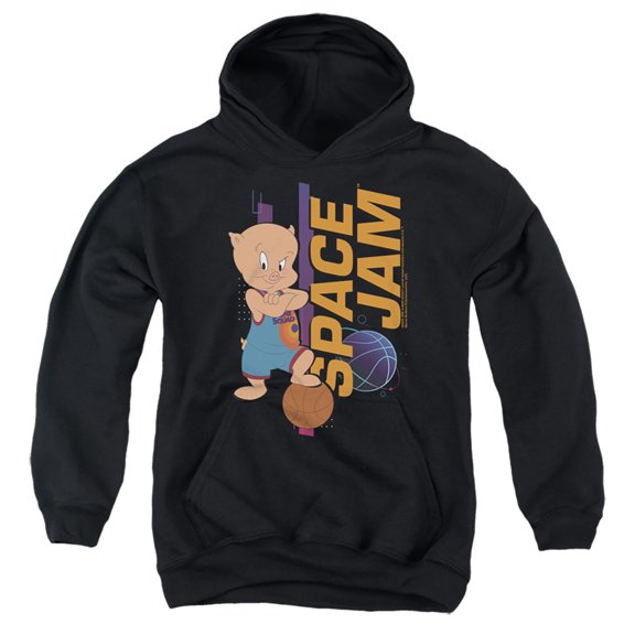 Space Jam 2 Porky Standing Kids Pull-Over Hoodie (X-Large) for Youth Boys and Girls, Black