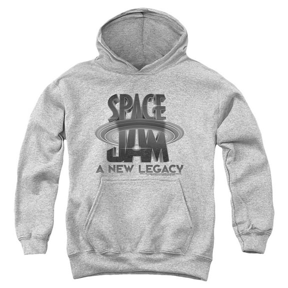 Space Jam 2 Space Jam 2 Logo Black Kids Pull-Over Hoodie (X-Large) for Youth Boys and Girls, Athletic Heather