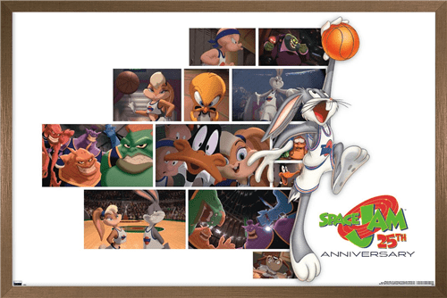Space Jam - 25th Collage Wall Poster, 14.725" x 22.375", Framed