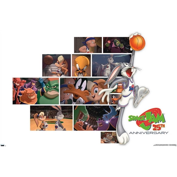 Space Jam - 25th Collage Wall Poster, 14.725" x 22.375"