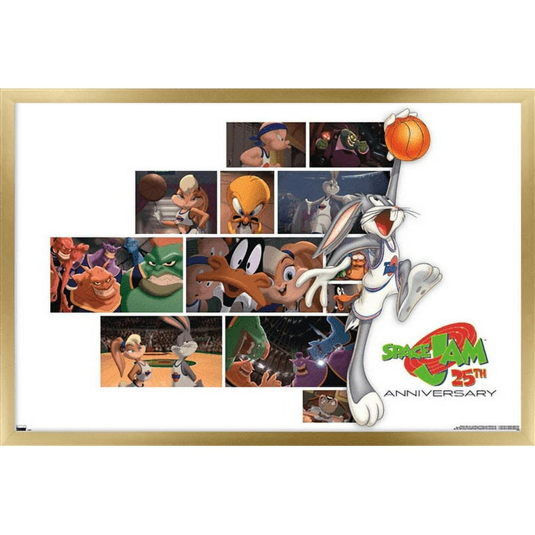 Space Jam - 25th Collage Wall Poster, 22.375 x 34, Framed 