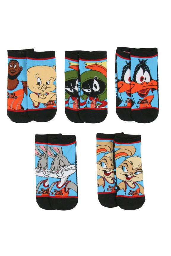 Space Jam A New Legacy Adult 5 Pack Mix And Match Unisex No Show Ankle Socks Sock Size 9-11