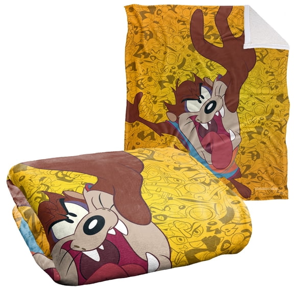 Space Jam: A New Legacy Blanket, 50"x60", Taz Jumping Silky Touch Sherpa Back Super Soft Throw Blanket