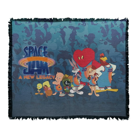 Space Jam: A New Legacy Blanket, 50'x60' Toon Squad Woven Tapestry Cotton Blend Fringed Throw