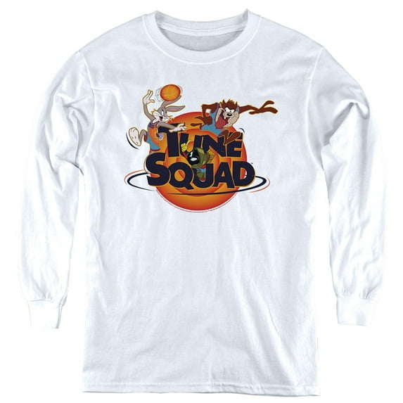 Space Jam: A New Legacy Bugs, Taz And Marvin Kids Long Sleeve T Shirt (X-Large) for Youth Boys and Girls, White