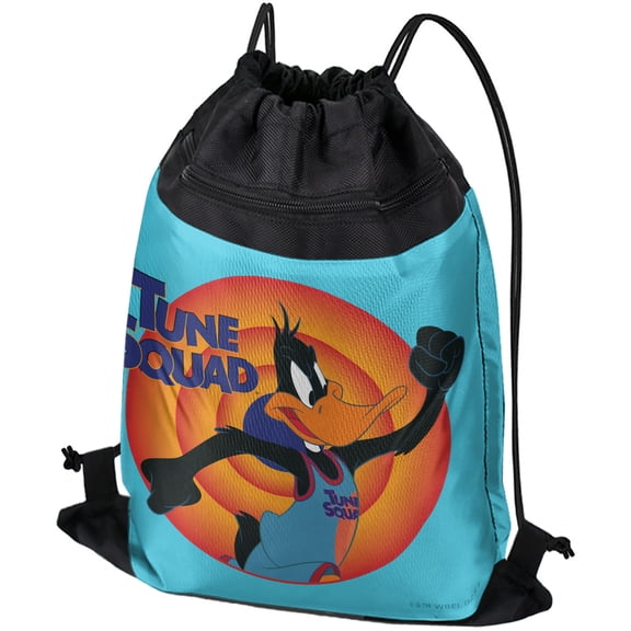 Space Jam: A New Legacy Daffy Duck Drawstring Backpack Sports Bag Sackpack 17" x 13", Perfect for Gym, Yoga or Practice