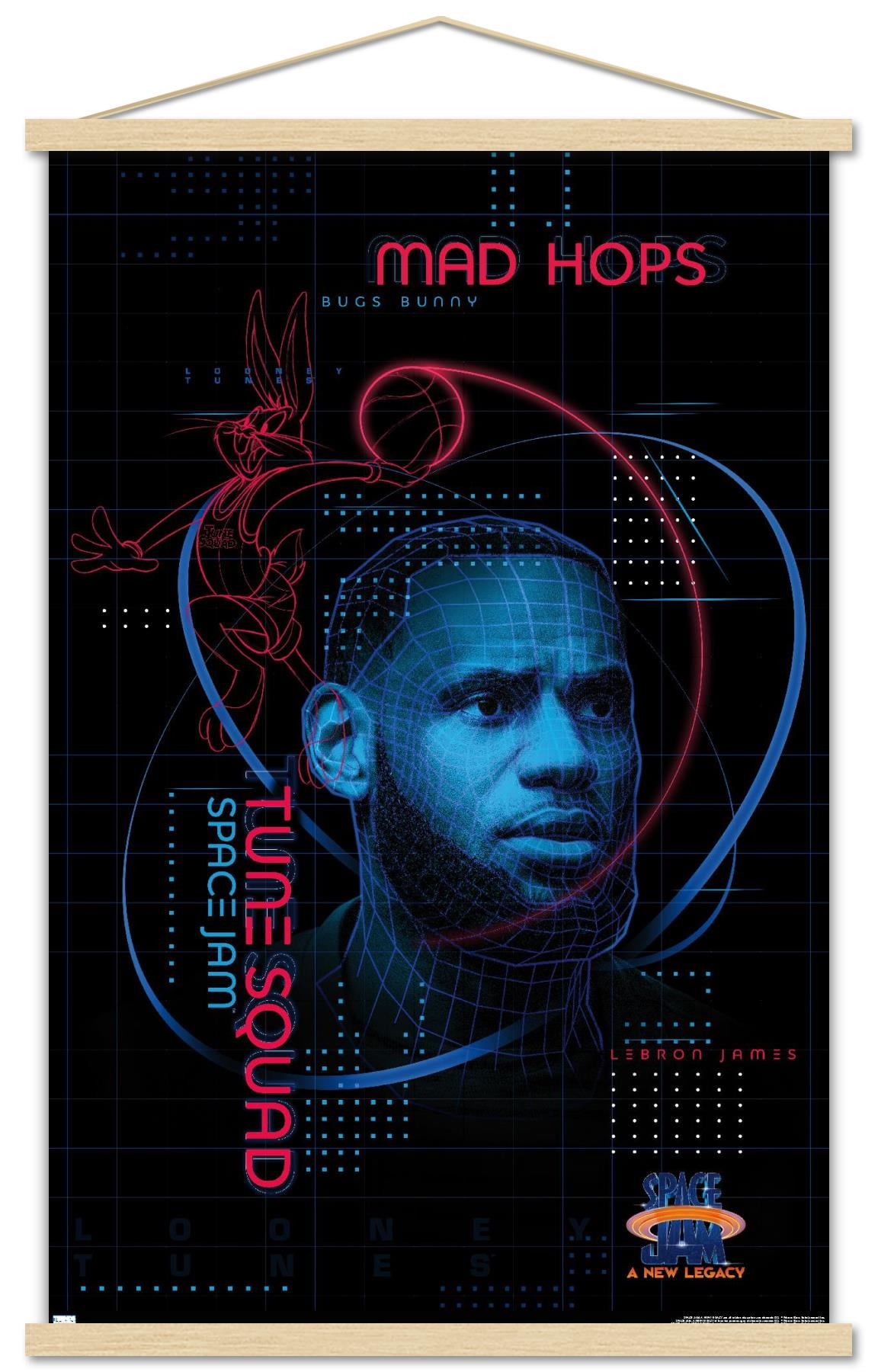 Space Jam: A New Legacy - Hologram Wall Poster with Wooden Magnetic Frame, 22.375" x 34"