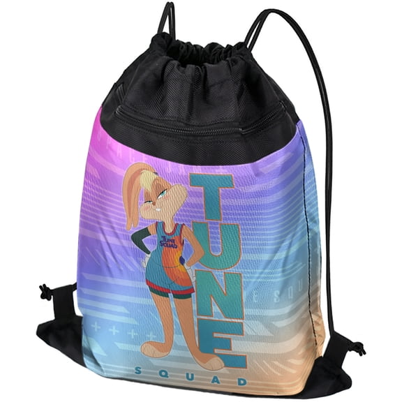Space Jam: A New Legacy Lola Toon Squad Drawstring Backpack Sports Bag Sackpack 17" x 13", Perfect for Gym, Yoga or Practice