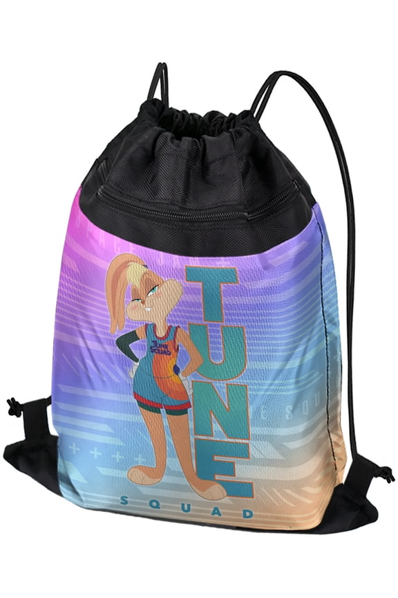 Space Jam: A New Legacy Lola Toon Squad Drawstring Backpack Sports Bag Sackpack 17" x 13", Perfect for Gym, Yoga or Practice