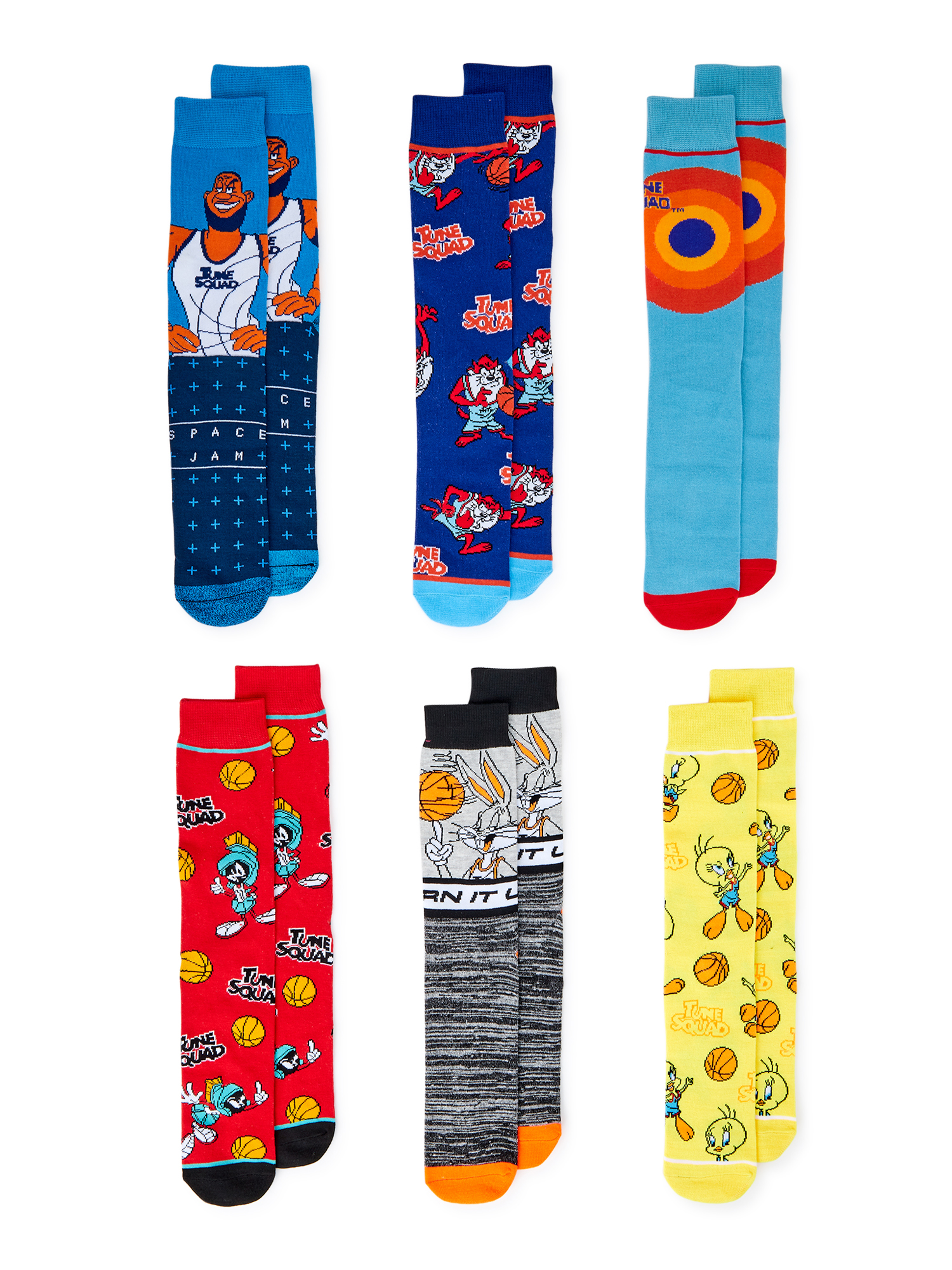Space Jam: A New Legacy Men’s Crew Socks, 6-Pack - image 1 of 2