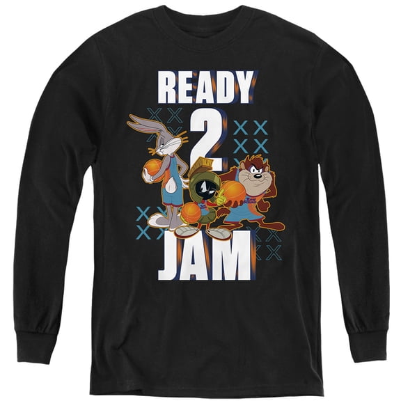 Space Jam: A New Legacy Ready 2 Jam Kids Long Sleeve T Shirt (Medium) for Youth Boys and Girls, Black