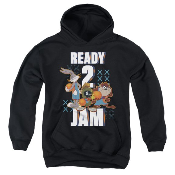 Space Jam: A New Legacy Ready 2 Jam Kids Pull-Over Hoodie (Small) for Youth Boys and Girls, Black