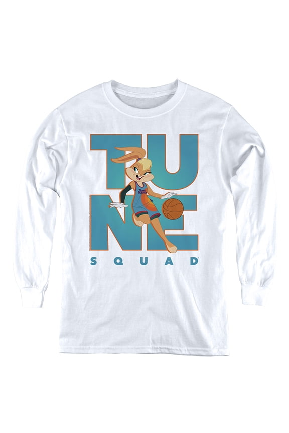 Space Jam: A New Legacy Tune Squad Lola Kids Long Sleeve T Shirt (Small) for Youth Boys and Girls, White
