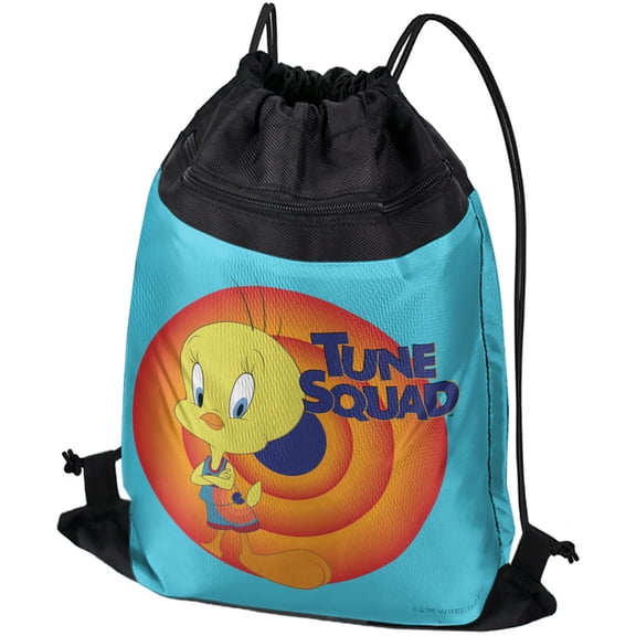 Space Jam: A New Legacy Tweety Drawstring Backpack Sports Bag Sackpack 17" x 13", Perfect for Gym, Yoga or Practice