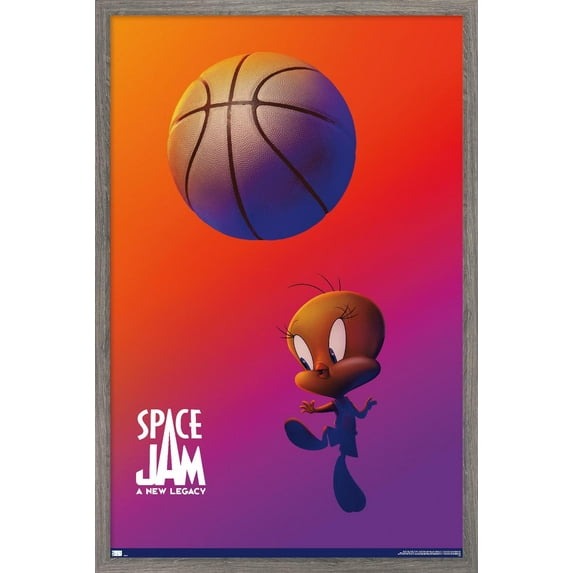 Space Jam: A New Legacy - Tweety One Sheet Wall Poster, 22.375" x 34", Framed