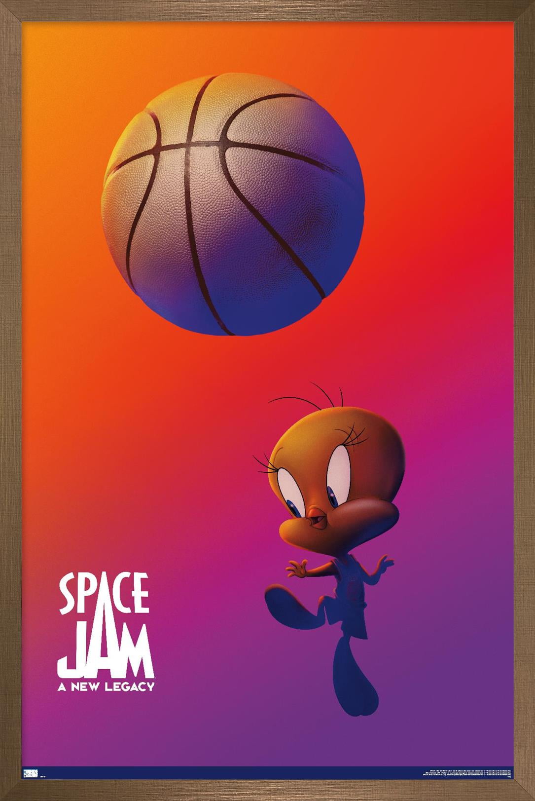 Space Jam: A New Legacy - Tweety One Sheet Wall Poster, 22.375" x 34", Framed
