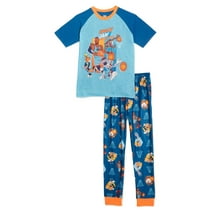 Space Jam Boys Short Sleeve Top and Pants, 2-Piece Pajama Set, Sizes 4-12