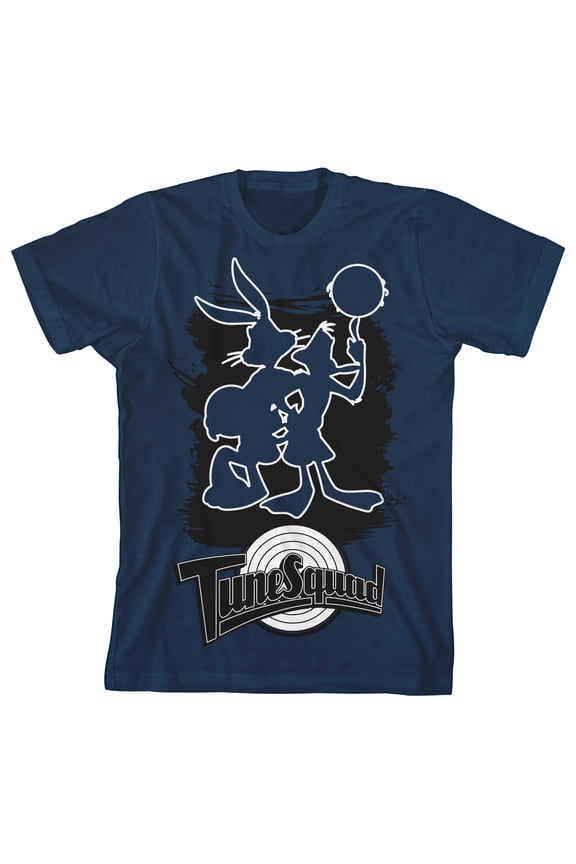 Space Jam Bugs Bunny And Daffy Duck Outline Boy's Navy Blue T-shirt-Small