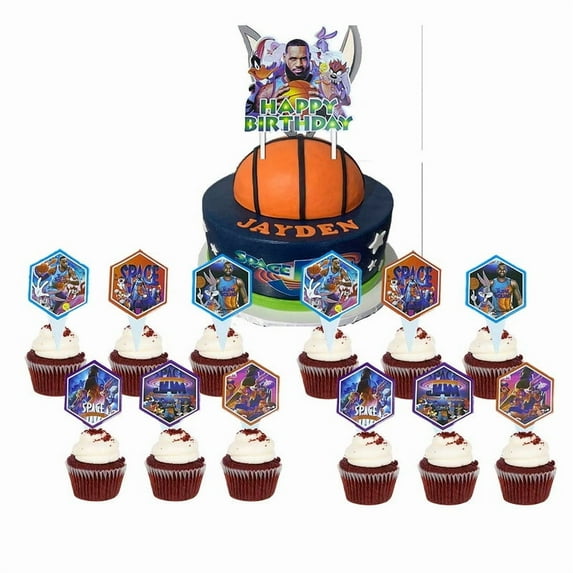 Space Jam Cake Topper Cupcake Set Party Supplies Decoration Birthday Decor Kit