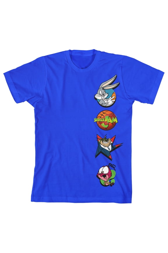 Space Jam Characters and Logo B0y's Royal Blue T-shirt