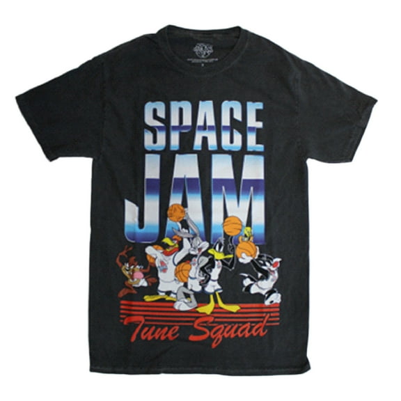Space Jam Gray Stone Wash Tune Squad Men's T-Shirt (Large)