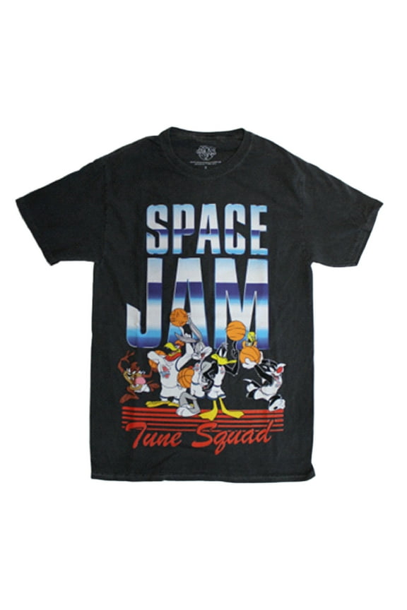 Space Jam Gray Stone Wash Tune Squad Men's T-Shirt (Medium)