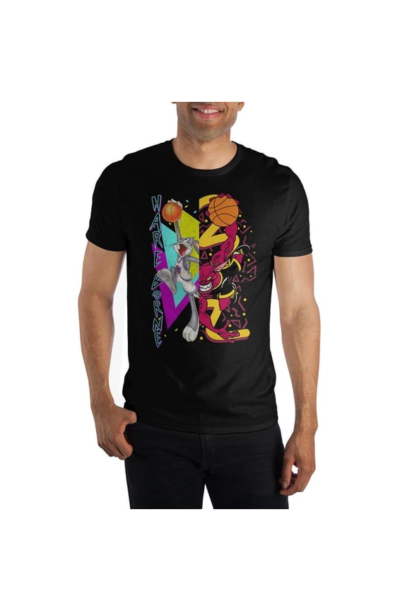 Space Jam Hare Borne Split Image Men's Black T-shirt