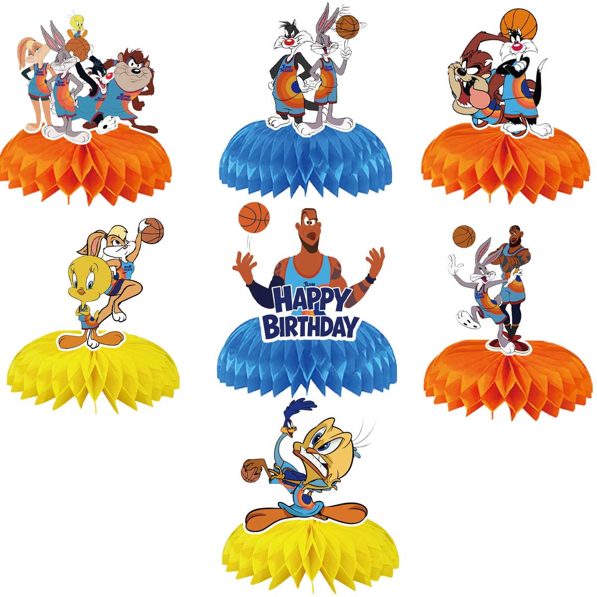 Space Jam Honeycomb Centerpieces Table Toppers Decorations for Birthday Party Decor Supplies