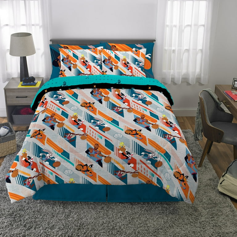 Space Jam Kids Queen Bed in a Bag Comforter Sheet Set and Bonus Tote Gray and Black Warner Bros. Walmart