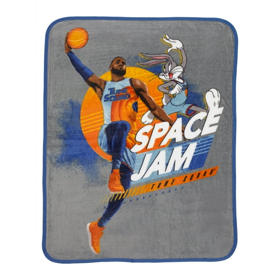 Space Jam Kids Silky Soft Plush Throw Blanket, 40 x 50, Gray and Orange, Warner Bros
