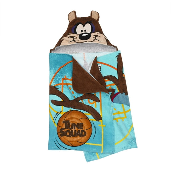 Space Jam Kids Taz Hooded Towel, Cotton, Blue, Warner Brothers