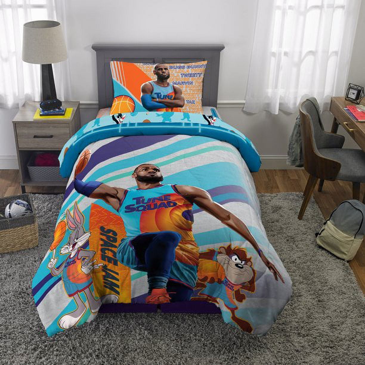 Space Jam Lebron James Twin Comforter & Sheet Set (4 Piece Bed in A Bag