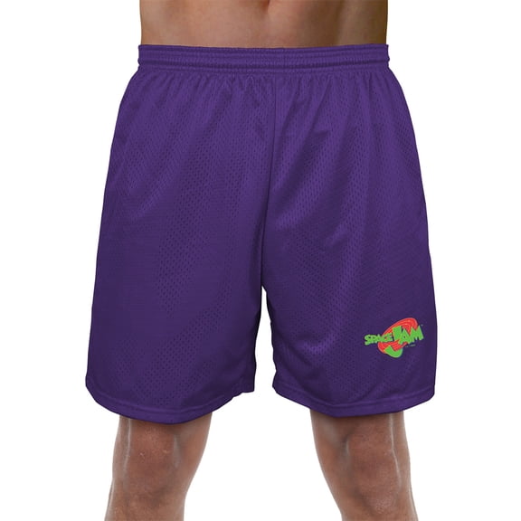 Space Jam Logo Mens Lined Mesh Shorts, Purple, Medium