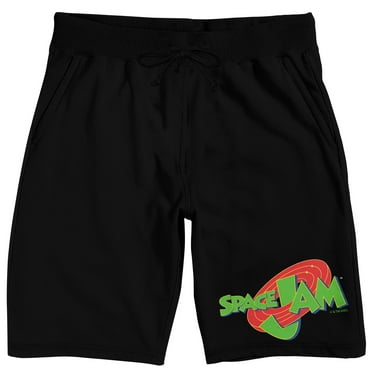 Space Jam Logo Title Men's Black Sleep Pajama Shorts-XXL