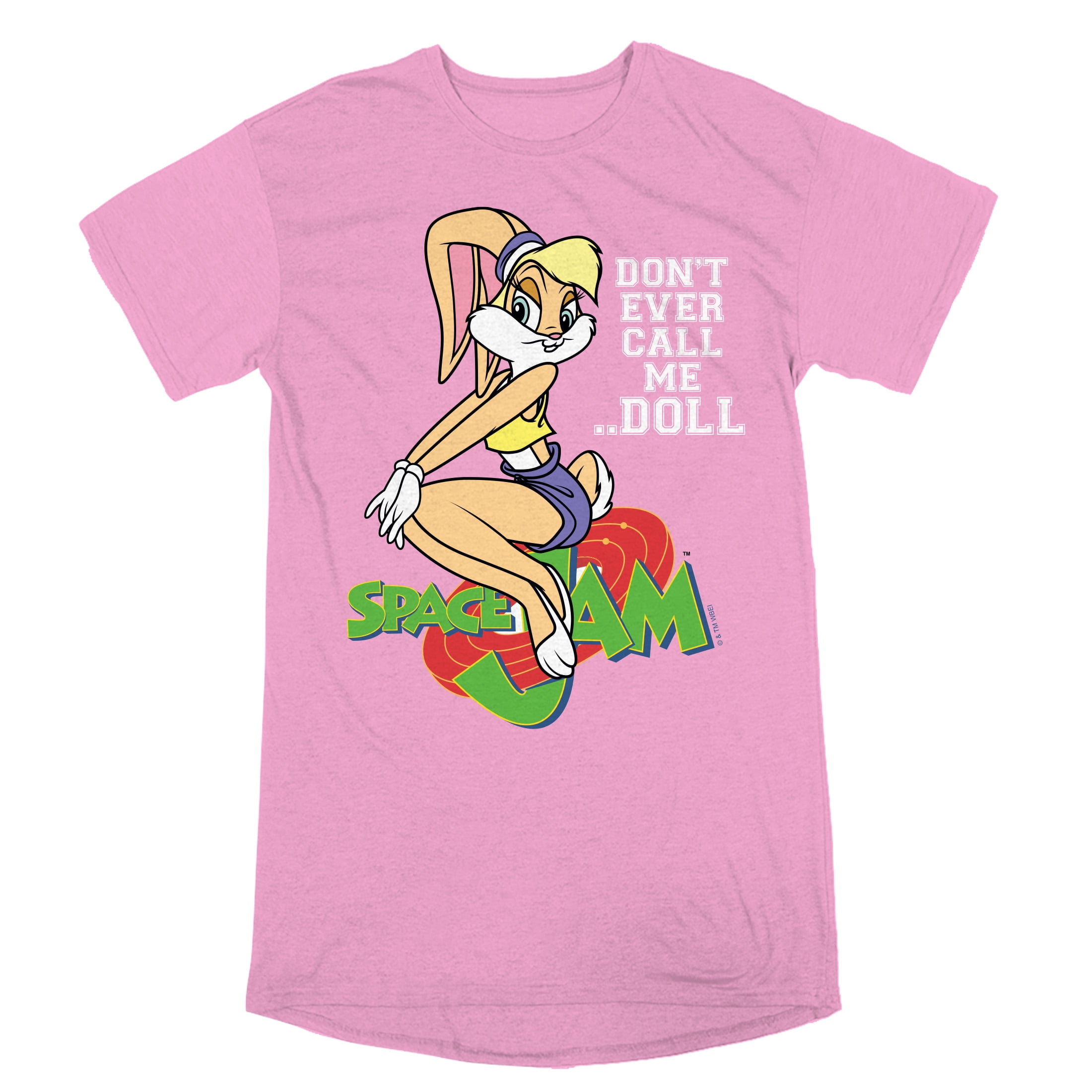 Space Jam Lola Bunny Sitting On Logo Women's Pink Short Sleeve