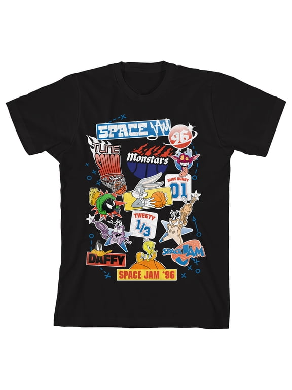 Space Jam Looney Tunes Sticker Print Tee for Kids-XL (14-16)