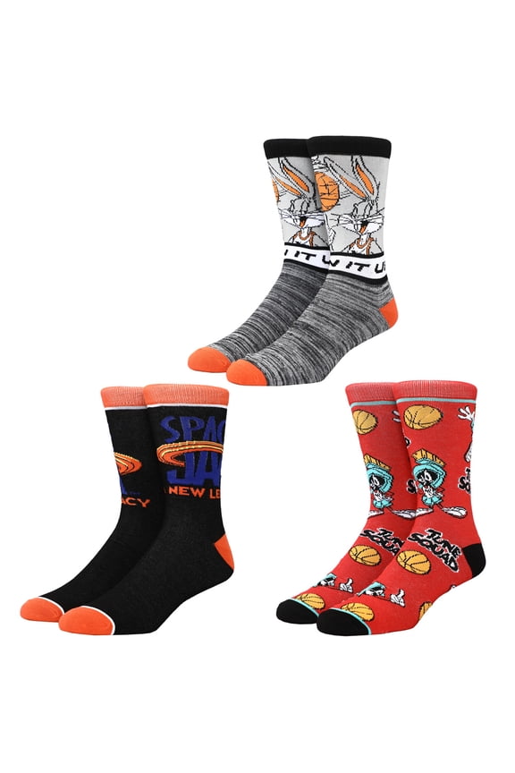 Space Jam New Legacy basketball Casual Crew Socks for Men 3-Pack