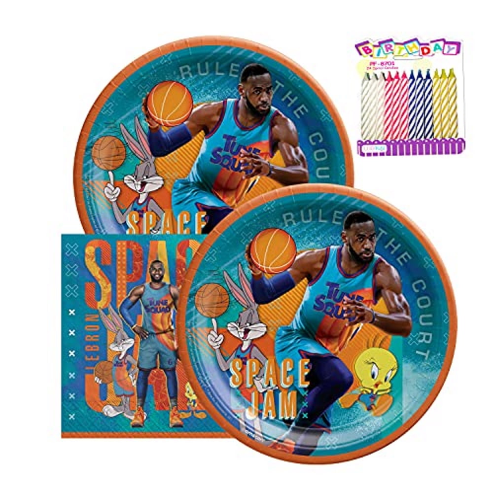 Space Jam Party Supplies Pack Serves 16 9" Plates and Luncheon Napkins